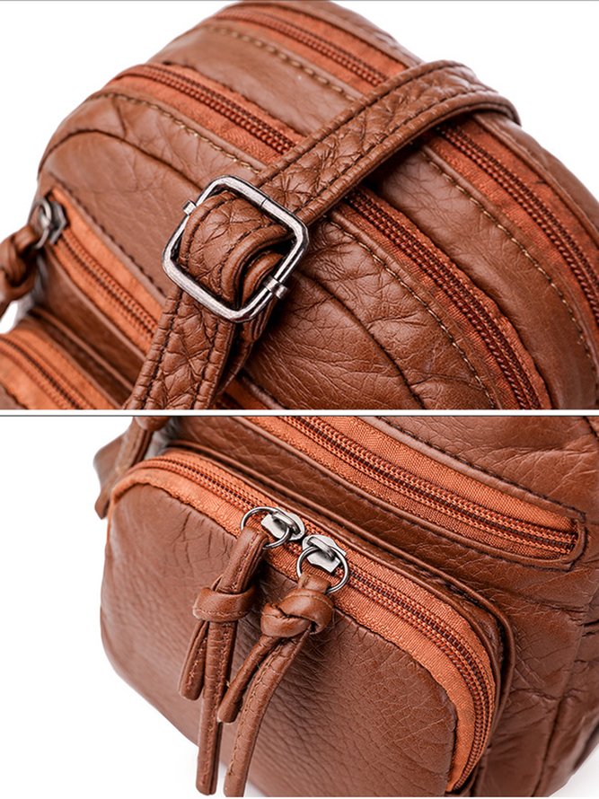 Vintage Soft Leather Multilayer Large Capacity Shoulder Bag Messenger Bag