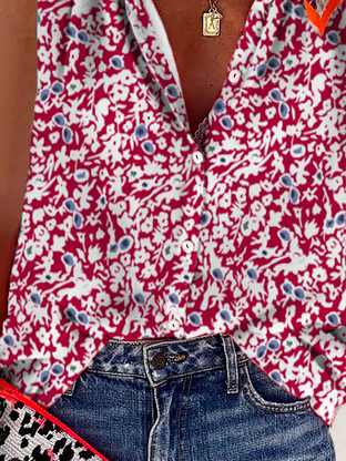 Plus size Floral Sleeveless Casual Blouse