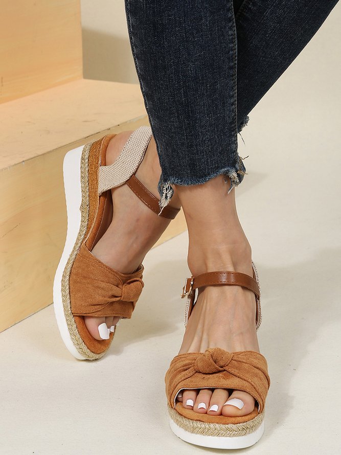 Knotted Strap Contrast Espadrille Sandals
