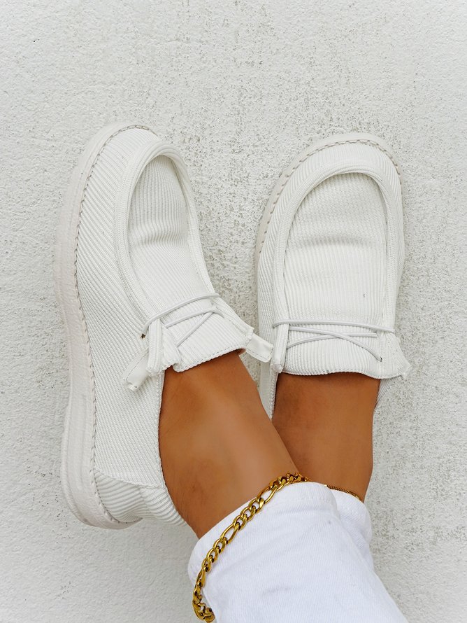 Casual Light Lace Up Flats Canvas Shoes