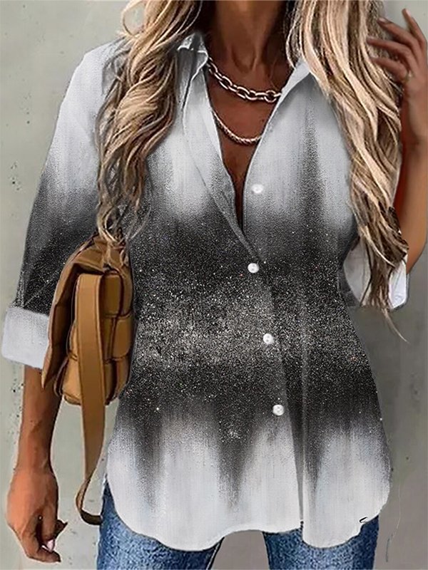 Women's Graphic Patterned Abstract Daily Weekend Tunic Blouse Shirt Long Sleeve Button Print Shirt Collar Casual Streetwear Collar Tunic Blouse 2022
