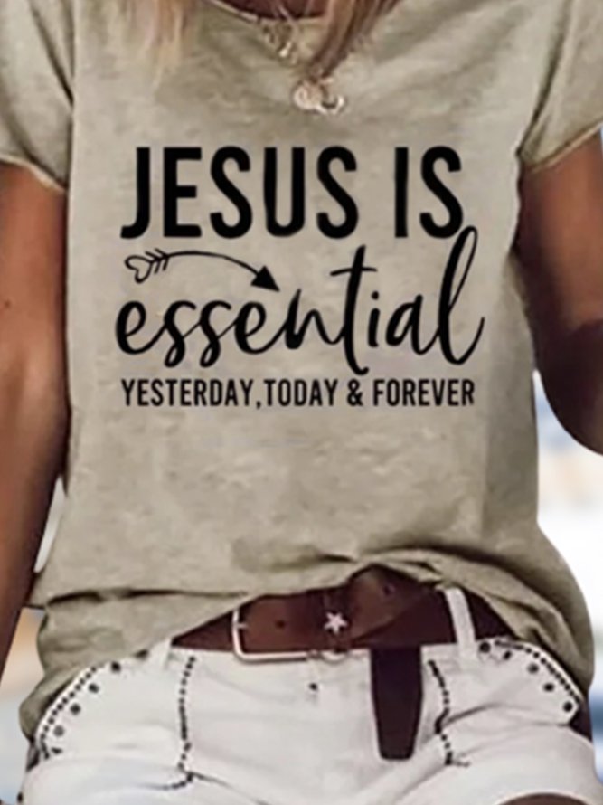Jesus Is Essential Short Sleeve Crew Neck Casual Top