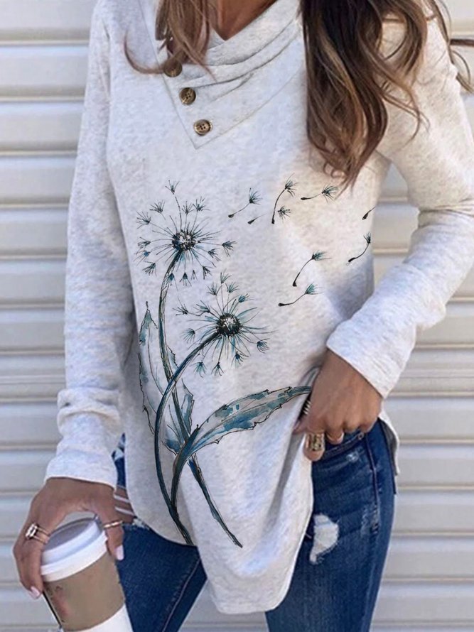 Women's Plus Size Tops T shirt Floral Print Casual Dandelion Long Sleeve V Neck Streetwear Daily Weekend Polyester Fall 2022