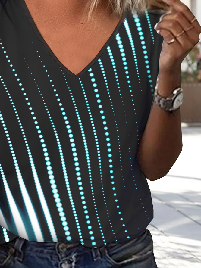 Women's Geometric Gradient Printed Casual Daily half sleeves T shirt Tee V-Neck Boho T-shirt 2022