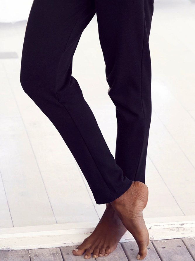Women Casual Plain Autumn Natural Lightweight Jersey Straight pants Long H-Line Sweatpants