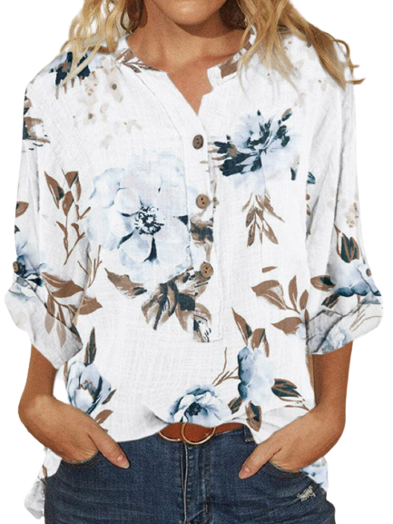Women Casual Floral Summer No Elasticity Daily Loose Best Sell Mid-long H-Line Tops