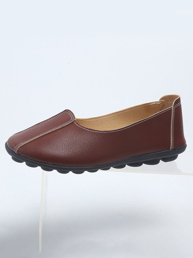 Casual Plain All Season Split Joint Flat Heel Closed Toe PU Pu Shallow Shoes Flats for Women