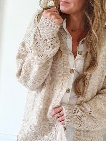 Women Casual Plain Winter Daily Standard Yarn/Wool yarn Regular Regular Regular Size Sweater coat