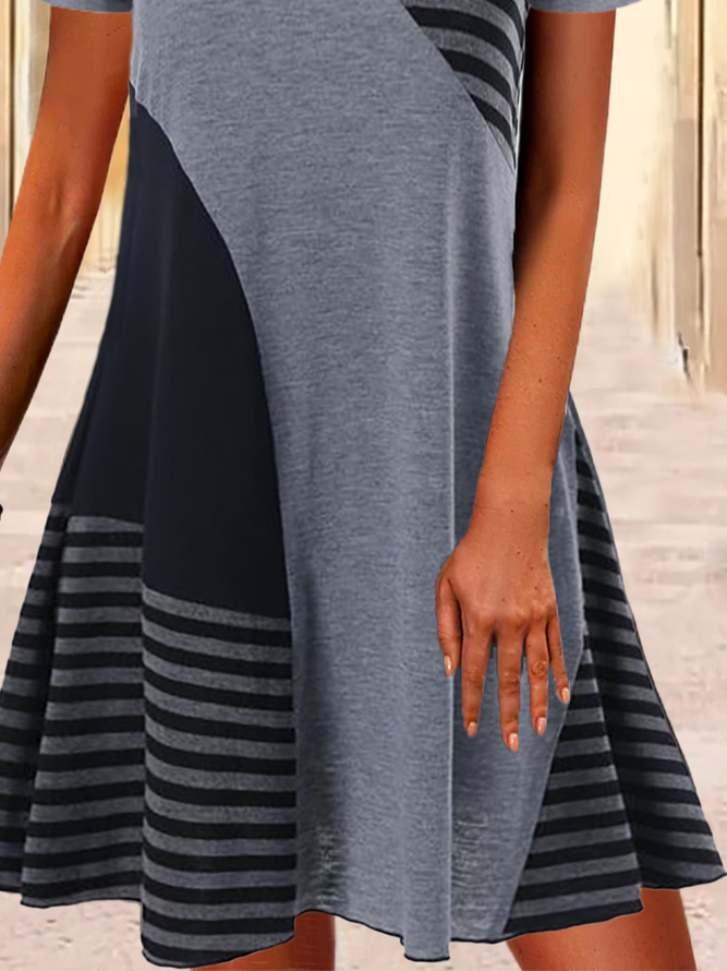 Striped Casual Short Sleeve Dresses