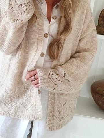 Women Casual Plain Winter Daily Standard Yarn/Wool yarn Regular Regular Regular Size Sweater coat