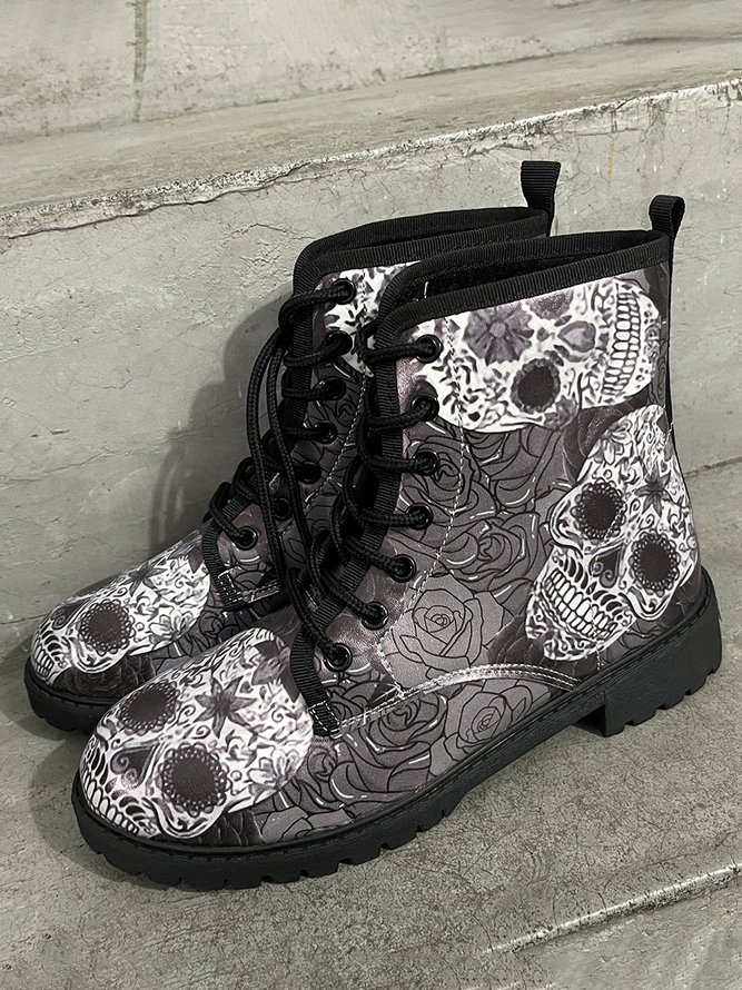 Women Halloween All Season Party Printing PU Best Sell Pu Windproof Classic Boots Boots