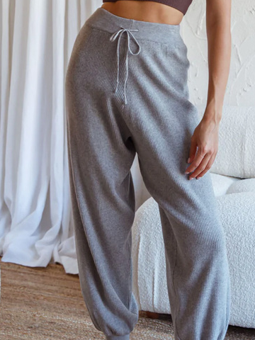 Women Casual Plain Autumn Polyester Loose Standard Long Ankle Banded Pants Medium Elasticity Sweatpants