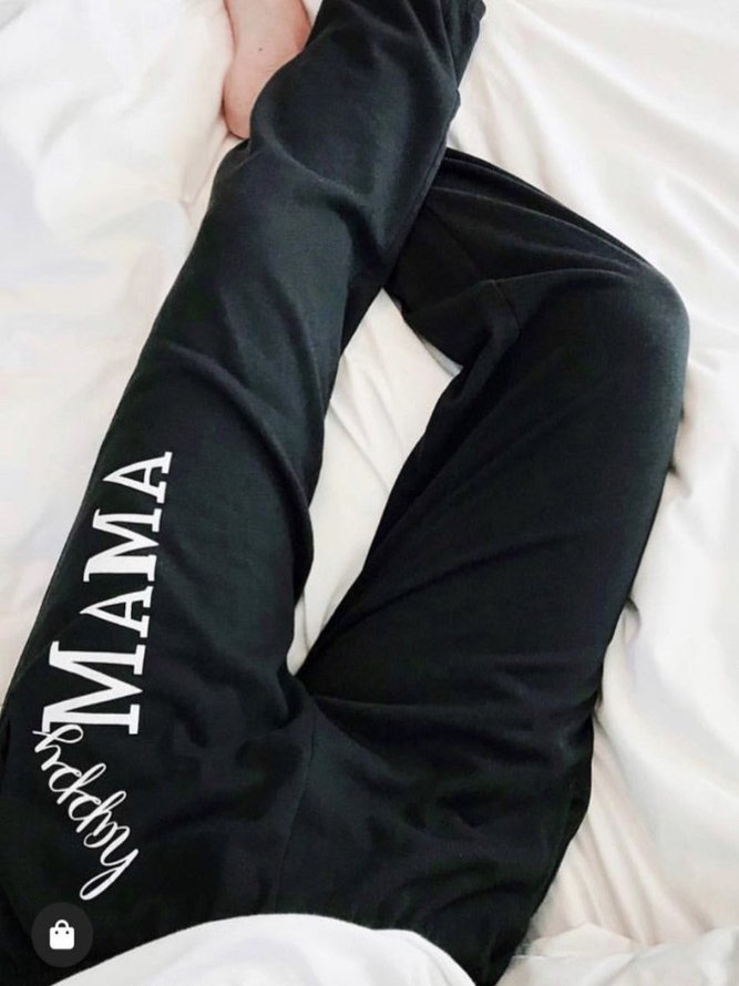 Women Casual Text Letters Autumn Micro-Elasticity Daily Loose Standard Long Regular Sweatpants