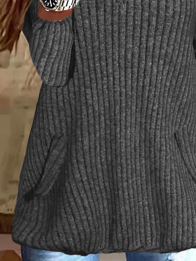 Long Sleeve Plain Casual Tunic Sweater Knit Jumper