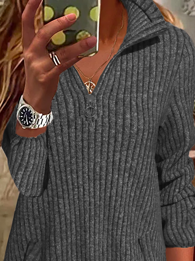 Long Sleeve Plain Casual Tunic Sweater Knit Jumper