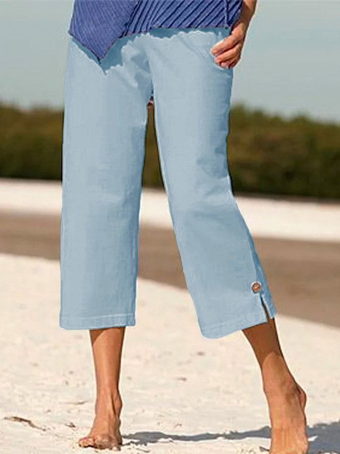 Women Weekend Casual Loose Solid Cotton Pants