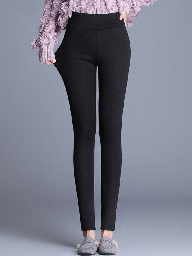 Casual Plain Winter Natural Micro-Elasticity Tight Warmth Standard Soft Clouds Legging for Women