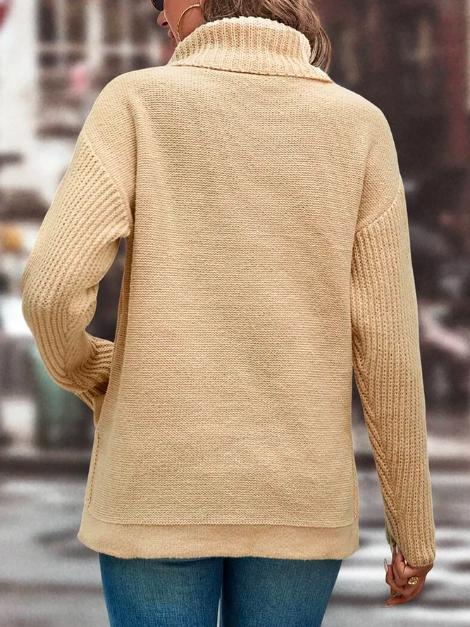 Loose Plain Casual Turtleneck Sweater