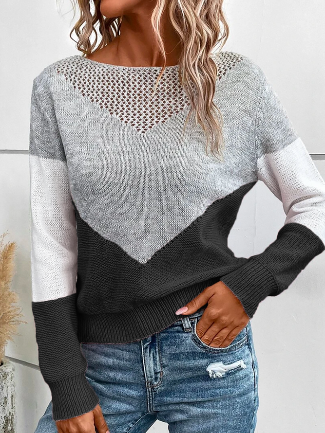 Loose Casual Color Block Sweater