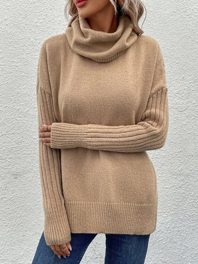Turtleneck Yarn/Wool Yarn Casual tunic Sweater