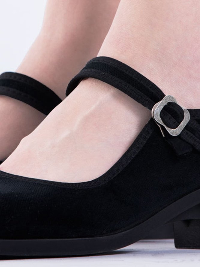 Black Comfortable Soft Block Heel Dance Shoes noracora