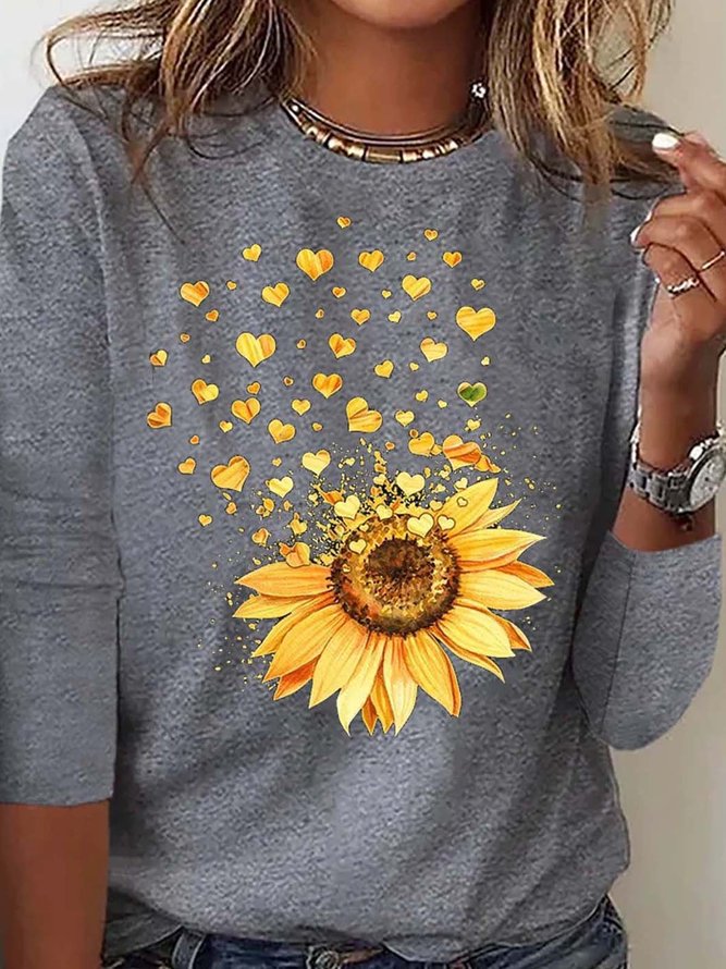 Sunflower Jersey Casual Loose T-Shirt
