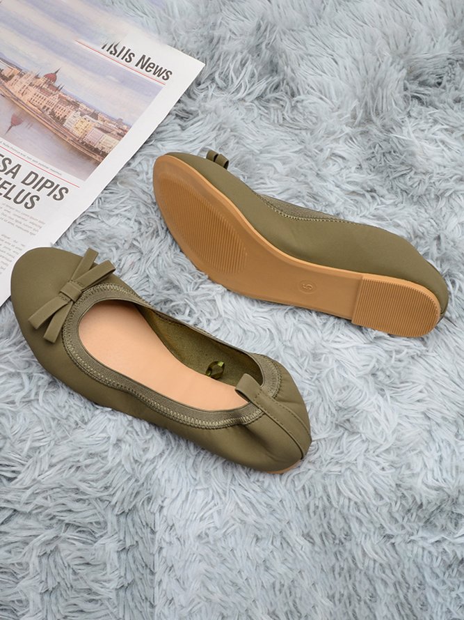 Retro Bow Comfortable Soft Shallow Ballet Shoes