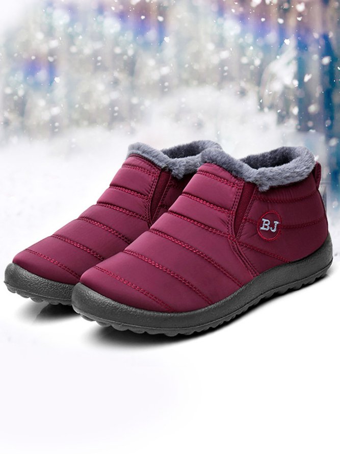 Unisex Waterproof Fur Lined Flat Heel Snow Boots