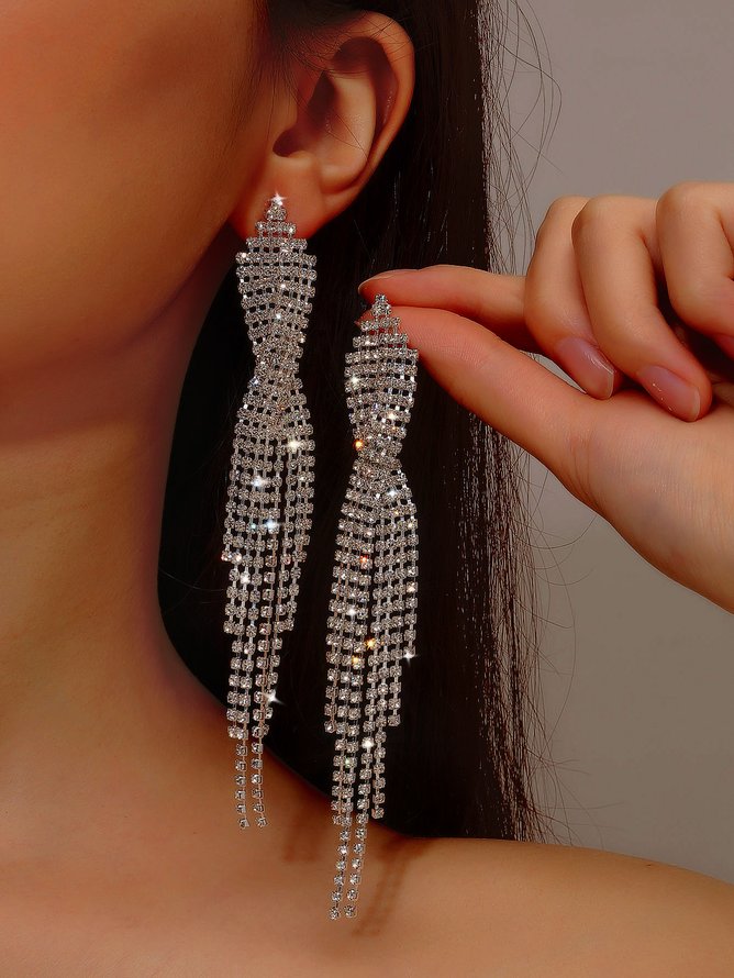 Party Style Elegant Diamond Tassel Earrings Festival Wedding Valentine's Day Dress Jewelry