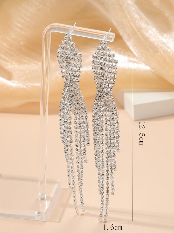 Party Style Elegant Diamond Tassel Earrings Festival Wedding Valentine's Day Dress Jewelry