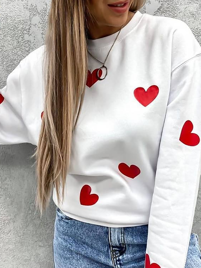 Heart Printed Casual Sweatshirt