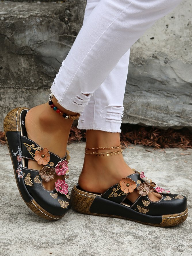 Vintage Floral Mules Clog Shoes