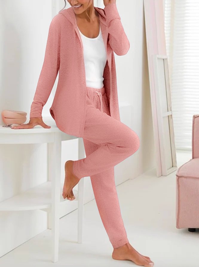 Loose Casual Hoodie  Double Slip Pocket Two-Piece Set