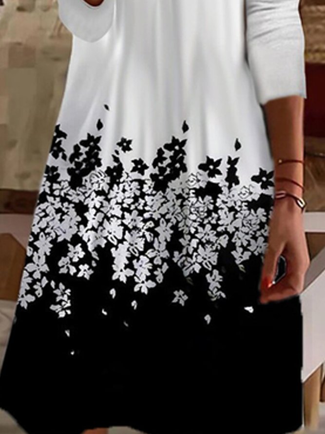 Regular Fit Casual  Zipper Floral Midi Dress 2023