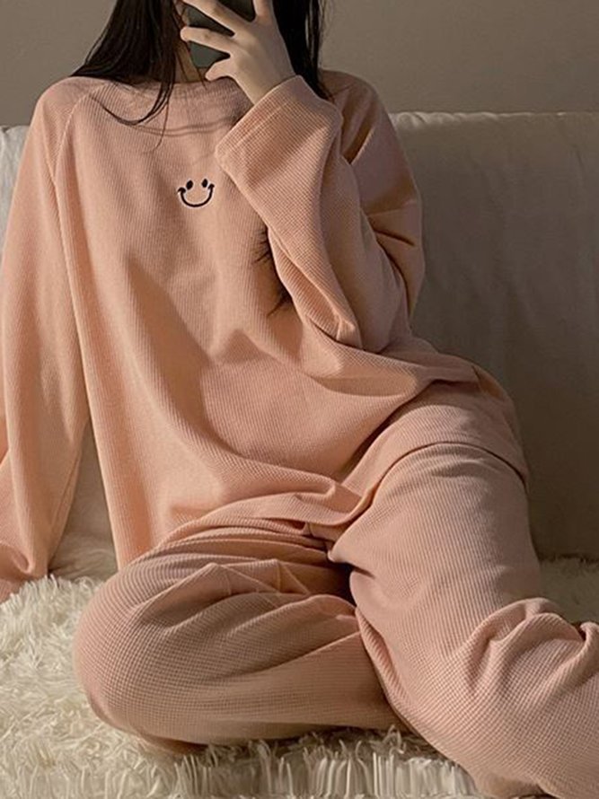 Comfortable and Soft Tops Pants Homewear Two-piece Set