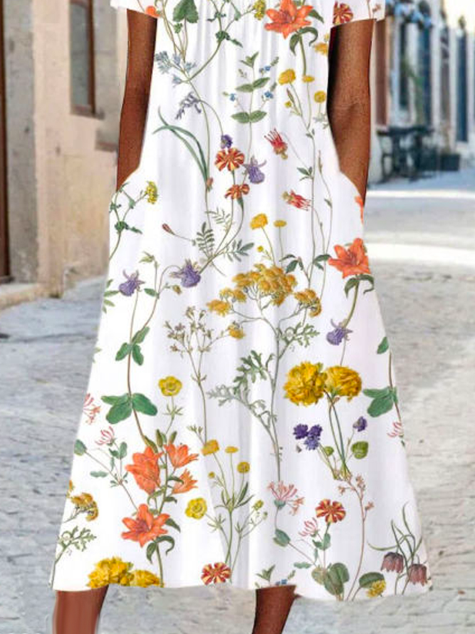 Casual Jersey Floral Maxi Dress