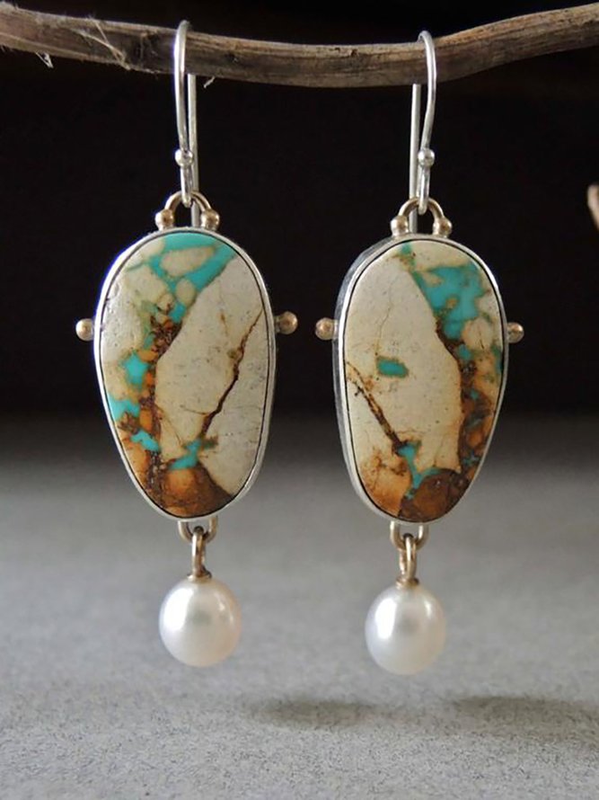 Retro Natural Ore Irregular Earrings Ethnic Style Casual Women's Jewelry