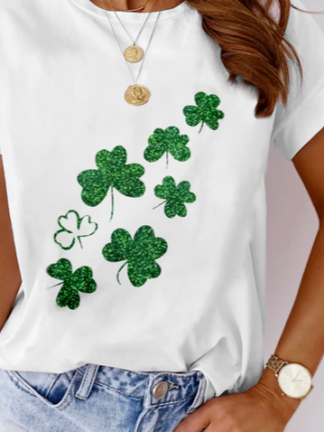 Four Leaf Clover Pattern Casual T-Shirt