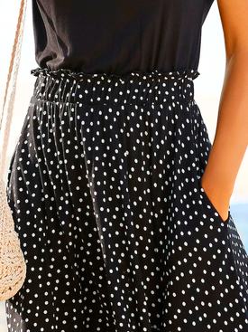 Polka Dots Pocket Stitching Loose Casual Skirt