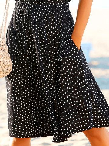 Polka Dots Pocket Stitching Loose Casual Skirt
