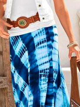 Vacation Tie-Dye Pattern Loose Jersey Skirt