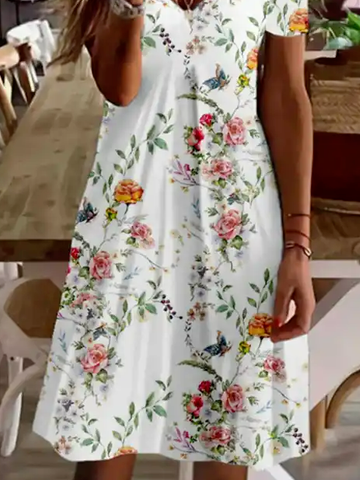 Floral Casual Regular Fit Lace Dress