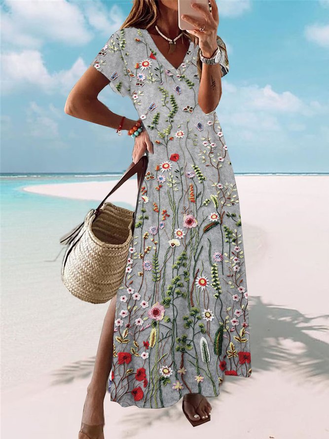 Casual Jersey Floral Loose Dress
