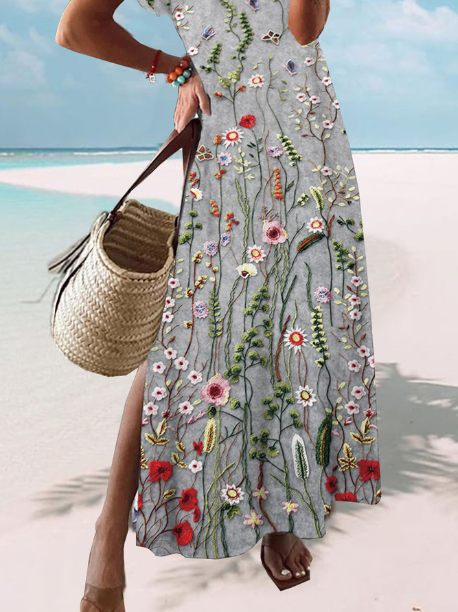 Casual Jersey Floral Loose Dress