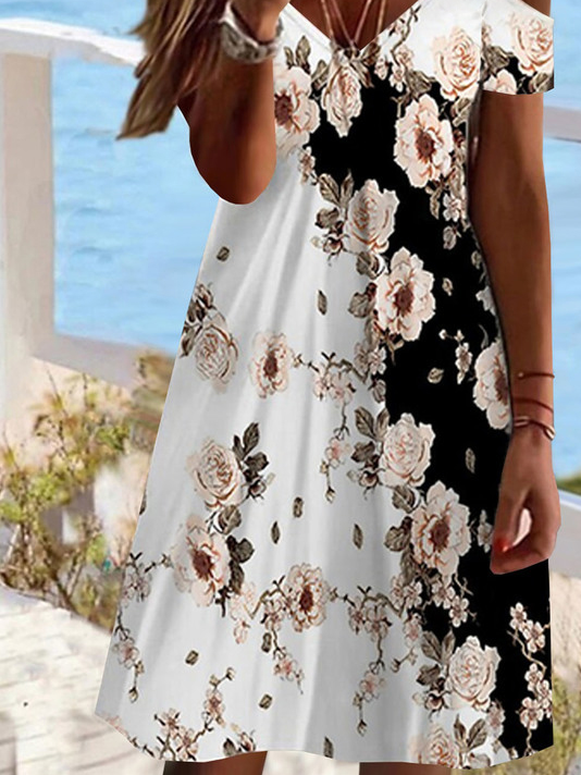 Loose Floral Casual Patchwork lace Dress