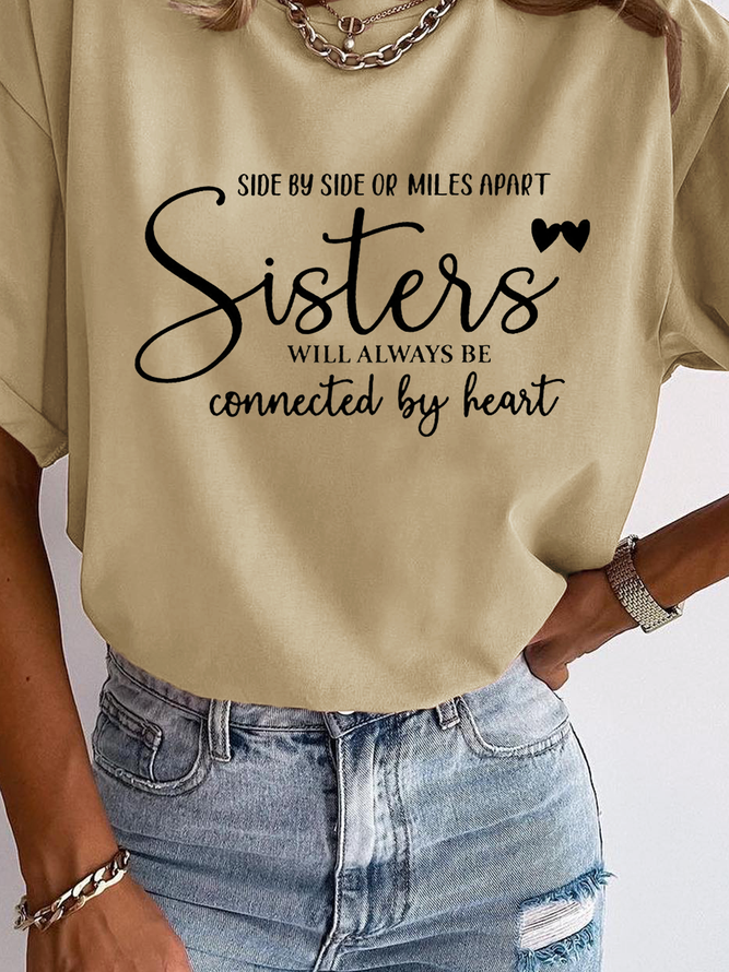 Sisters Copywriting Casual Crew Neck T-Shirt