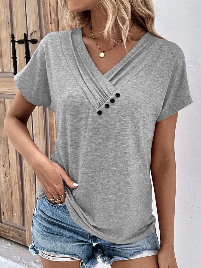 Loose Buttoned Casual Blouse