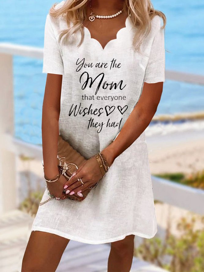 Cotton Text Letters Casual Others Dress