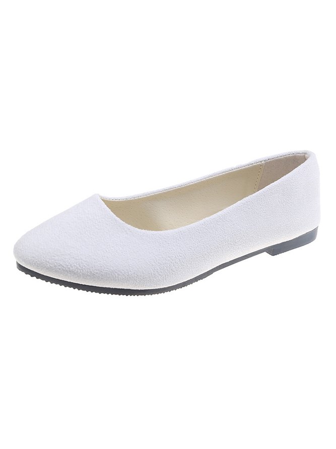 Plain All Season Simple Daily Velvet Flat Heel Round Toe Pu Slip On Shallow Shoes for Women