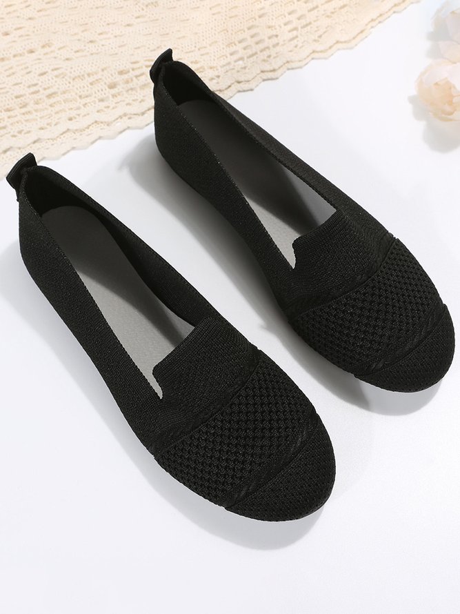 Solid Color High Elasticity Fly Knit Flats